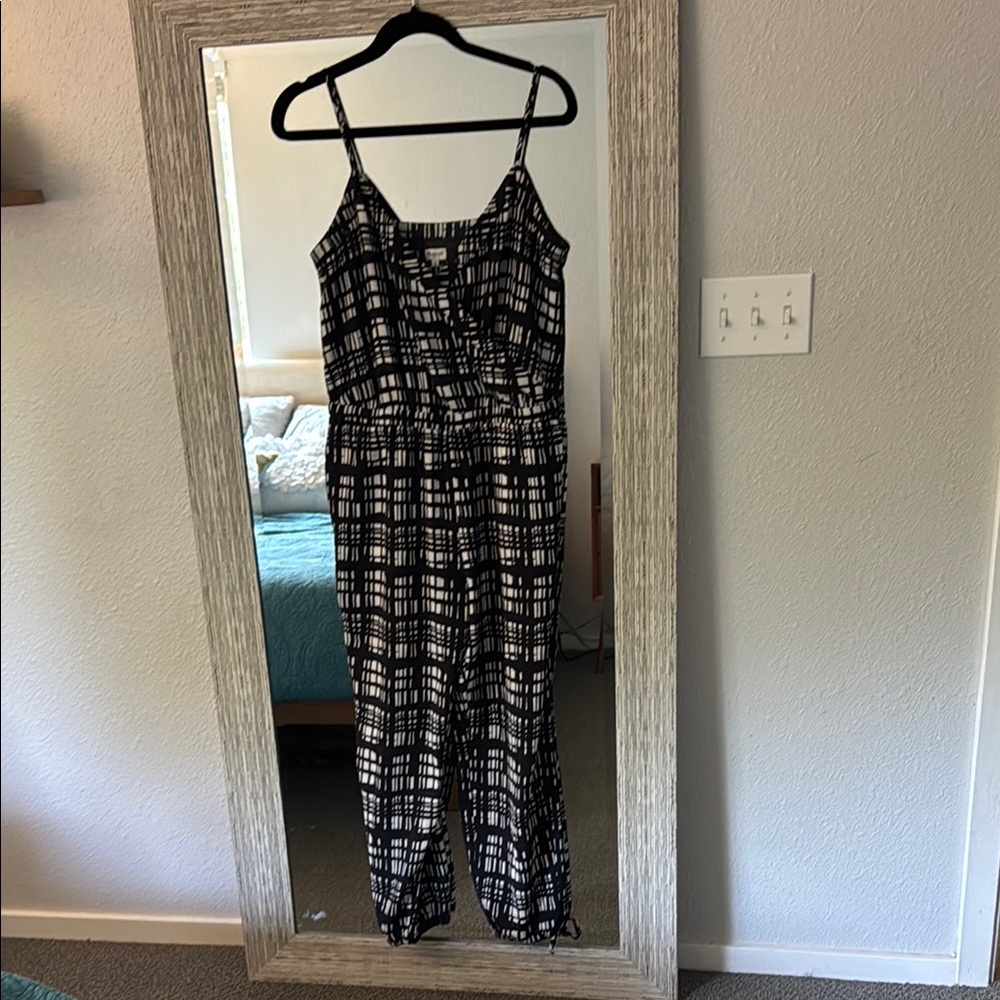 Madewell Navy and White Checkered Jumpsuit